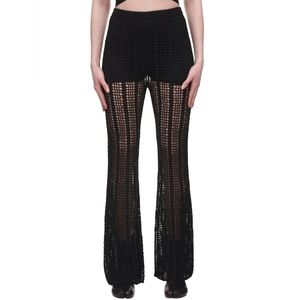 NWT $949 DION LEE Open Crochet Trousers Black Medium